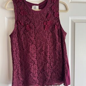 Anthropologie lilli’s closet Sleeveless lace Tank Top floral embellishment